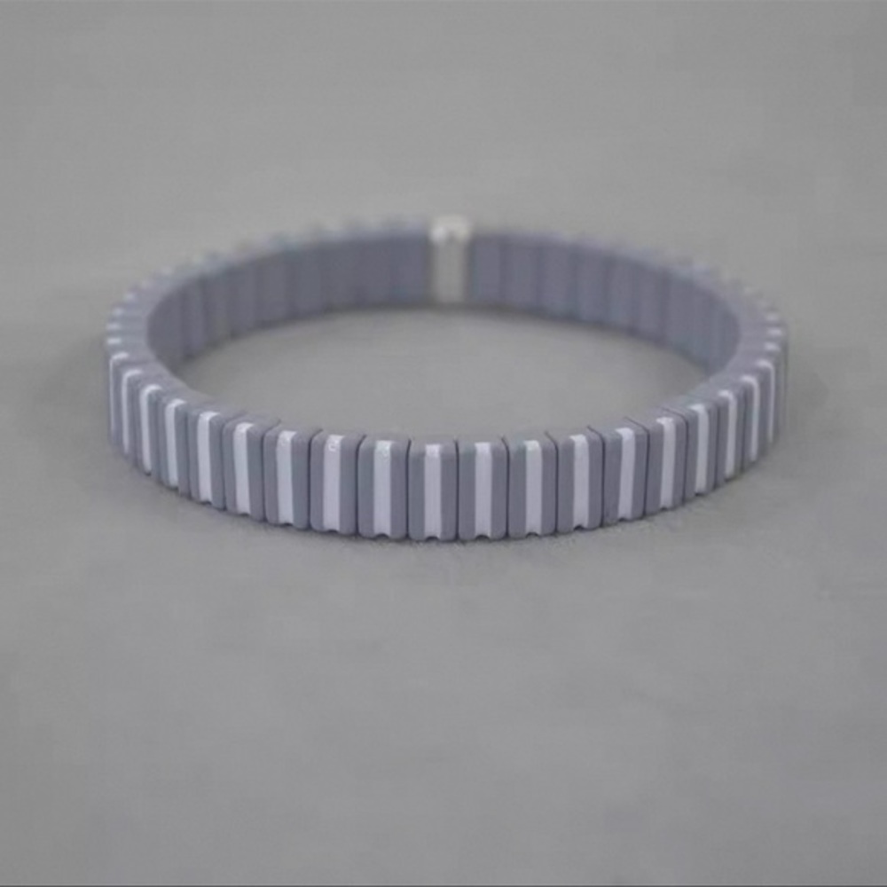 Roxanne Assoulin - Brite Bit X Bit Gray Light Purple and White Stretch Bracelet